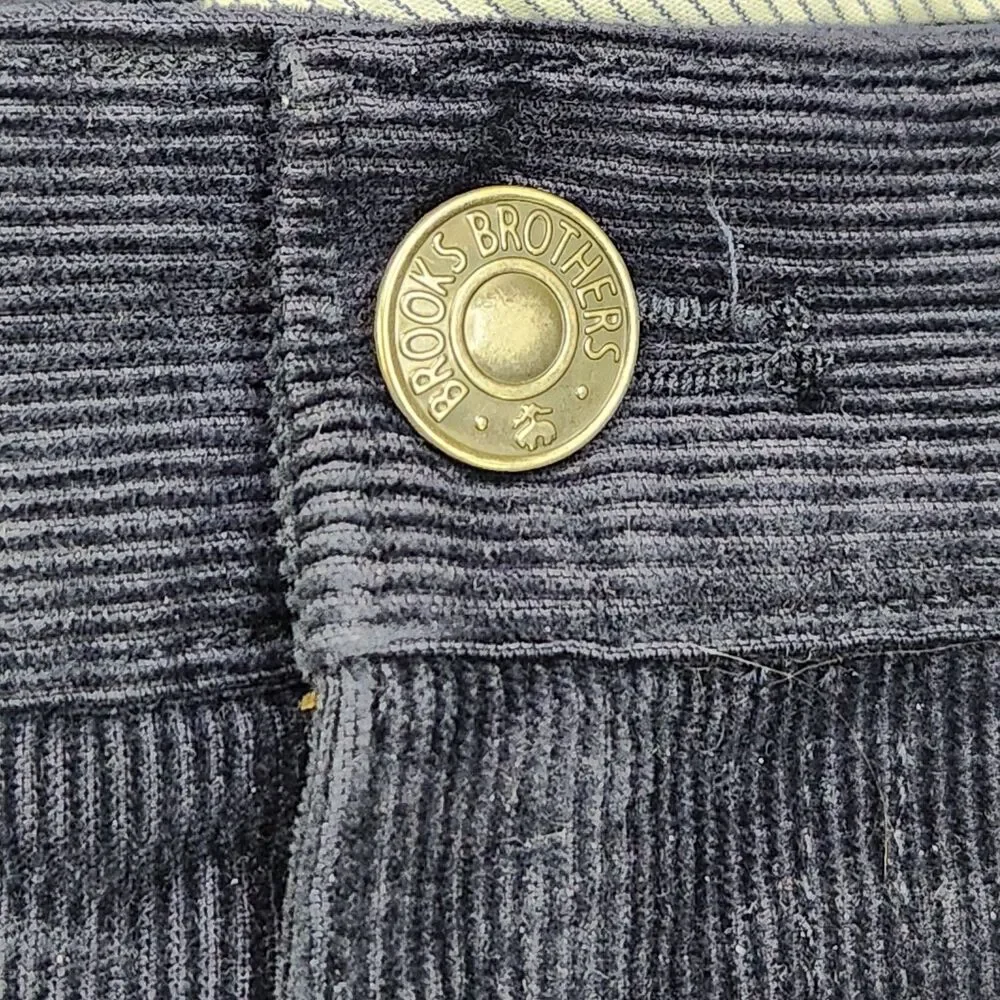Brooks Brothers Corduroy Pants Mens 34x32 Navy Blue Straight Flat Cotton Stretch